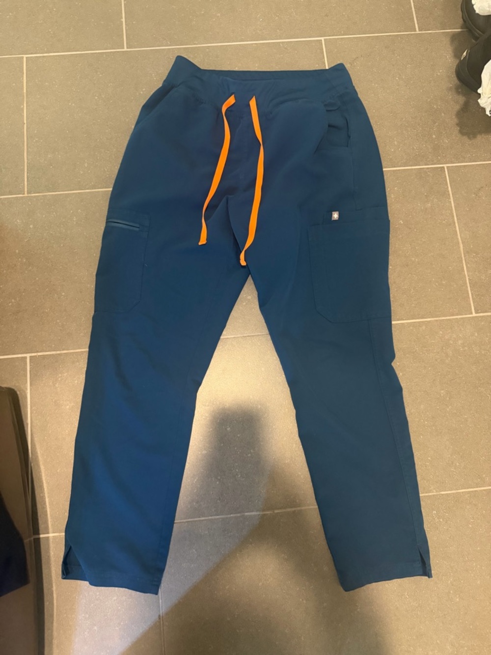 Figs Woman’s High Waisted Yola Pants. Caribbean blue.  M/P